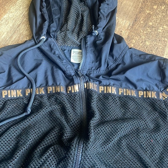 Victoria Secret Pink - Black Mesh Hooded Full Zip Jacket - Picture 4 of 6